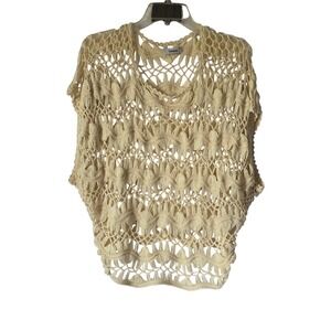 Tashon Cream Crochet Knit‎ Fringe Top Boho Festival Beach Cover Up